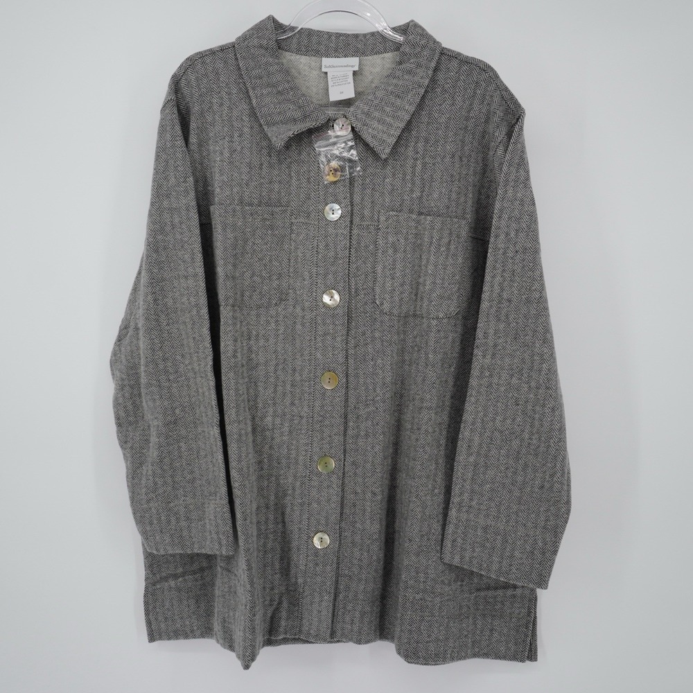 Soft Surroundings Jacket Button Up Herringbone Gr… - image 1